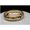 Image 1 : 14K Gold Bangle Bracelet 12.5mm, Leaf Scroll & Floral Motifs, Hinged, 45.9 g