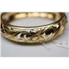 Image 2 : 14K Gold Bangle Bracelet 12.5mm, Leaf Scroll & Floral Motifs, Hinged, 45.9 g