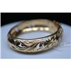 Image 3 : 14K Gold Bangle Bracelet 12.5mm, Leaf Scroll & Floral Motifs, Hinged, 45.9 g