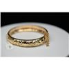 Image 11 : 14K Gold Bangle Bracelet 10.5mm, Leaf Scroll & Floral Motifs, Hinged, 20.7 g