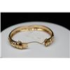 Image 13 : 14K Gold Bangle Bracelet 10.5mm, Leaf Scroll & Floral Motifs, Hinged, 20.7 g
