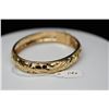 Image 2 : 14K Gold Bangle Bracelet 10.5mm, Leaf Scroll & Floral Motifs, Hinged, 20.7 g