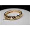 Image 8 : 14K Gold Bangle Bracelet 10.5mm, Leaf Scroll & Floral Motifs, Hinged, 20.7 g