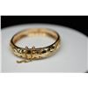 Image 9 : 14K Gold Bangle Bracelet 10.5mm, Leaf Scroll & Floral Motifs, Hinged, 20.7 g