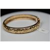 Image 2 : 14K Gold Bangle Bracelet 10mm, Leaf Scroll & Floral Motifs, Hinged, 22.2 g