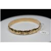 Image 2 : 14K Gold Hawaiian Bangle Bracelet 9.5mm, Embossed Leaf & Floral Motifs, 32.9 g