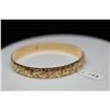 Image 1 : 14K Gold Hawaiian Bangle Bracelet 10mm, Embossed Tropical Floral & Maile Vine Motifs, 25.8 g