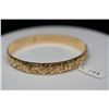 Image 2 : 14K Gold Hawaiian Bangle Bracelet 10mm, Embossed Tropical Floral & Maile Vine Motifs, 25.8 g