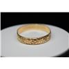Image 11 : 14K Gold & Black Enamel Hawaiian Bangle Bracelet 11.5mm, Embossed Floral Motifs, "Kuuipo" in Black E