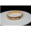Image 12 : 14K Gold & Black Enamel Hawaiian Bangle Bracelet 11.5mm, Embossed Floral Motifs, "Kuuipo" in Black E