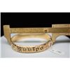 Image 16 : 14K Gold & Black Enamel Hawaiian Bangle Bracelet 11.5mm, Embossed Floral Motifs, "Kuuipo" in Black E