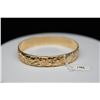Image 2 : 14K Gold & Black Enamel Hawaiian Bangle Bracelet 11.5mm, Embossed Floral Motifs, "Kuuipo" in Black E
