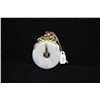 Image 2 : 14K Pale Lavender Jadeite Jade Pendant - 46mm Diameter Doughnut, 14K Yellow Gold Hasp w/ Chinese Cal