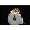 Image 9 : 14K Pale Lavender Jadeite Jade Pendant - 46mm Diameter Doughnut, 14K Yellow Gold Hasp w/ Chinese Cal