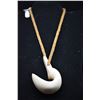 Image 1 : 3" Carved Palaoa Pendant w/Braided Cord Necklace - Period Reproduction, Good Cond.
