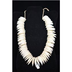 Tooth Necklace w/Braided Cord Tie, 20" Length, Period Reproduction