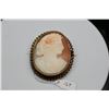 Image 2 : 14K Vintage Shell Cameo Brooch - 46 x 36.5mm, 14K Yellow Gold, Discoloration to Gold