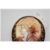 Image 8 : 18K Vintage Glass Cameo Pendant/Brooch - 33 x 26.5mm, 18K, Discoloration to Gold, Chip to Verso of C