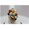 Image 2 : Ming's 14K Jadeite Jade & Pearl Cluster Ring - 11 Jadeite Jade Beads, 5 Cultured Pearls, 5.5 g