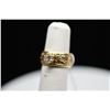 Image 2 : Ming's 14K Diamond Band Ring - 8mm Barrel, .50 ct Round Diamond, Leaf Scroll Motifs, 14K Yellow Gold