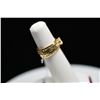 Image 8 : Ming's 14K Diamond Band Ring - 8mm Barrel, .50 ct Round Diamond, Leaf Scroll Motifs, 14K Yellow Gold