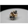 Image 2 : Ming's 20-Pearl Cluster Ring - 7 Black Cultured Pearls, 13 Cultured Pearls, 14K Yellow Gold, 12.6 g