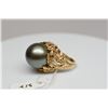 Image 8 : Black Tahitian Pearl Ring - 17mm Gray Cultured Pearl, Leaf Desing Mounting, 14K Yellow Gold 20.1 g