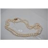 Image 8 : Double Strand Pearl Necklace 18"  - 7mm Cultured Pearls, 14K Gold Floral-Design Clasp w/ 5.5mm Cultu