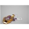 Image 8 : 10 ct Amethyst Pendant  w/ Amethyst Crystal, 14K Yellow Gold w/ Textured Finish, 22.5 g