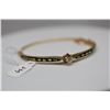 Image 2 : 14K Bangle Bracelet w/ .20 ct Round Brilliant Cut Diamond, Black Enamel, 3mm Width, 13.4 g