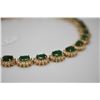 Image 8 : Emerald & Diamond Link Necklace - Oval Emerald 2.0 ct. Total 29 Emeralds 58 ct, 12 Diamonds .24 ct. 