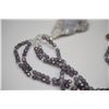 Image 8 : 5-Strand 5mm Glass Bead, 7mm Crystal Bead Necklace w/Carved Lavender Jadeite Pendant 63x53mm, Needs 
