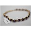 Image 2 : Heart-Shaped Amethyst Tennis Link Bracelet 6 3/4 Length - 18 Amethysts 5x5mm Each, 4.5 ct, 14K Gold,