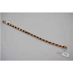 Heart-Shaped Garnets Tennis Link Bracelet 6 3/4 Length - 20 Garnets 4x4mm Each, 4.0 ct, 14K Gold, 9.