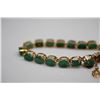 Image 2 : 25.5 ct Emerald Link Bracelet 7" Length - Emeralds 8.5x6.5mm Each, 14K Gold, Charms, 17.7 g