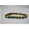 Image 8 : 25.5 ct Emerald Link Bracelet 7" Length - Emeralds 8.5x6.5mm Each, 14K Gold, Charms, 17.7 g