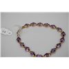 Image 8 : 12 ct Amethysts Link Bracelet 6 7/8" Length - 16 Amethysts 6x9mm Each, 12 ct, 14K Gold, 7.1 g