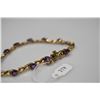 Image 8 : Heart-Shaped Amethysts Link Bracelet 7 1/2" Length - 12 Amethysts 5x5mm Each, 3 ct, 14K Gold, 10.1 g