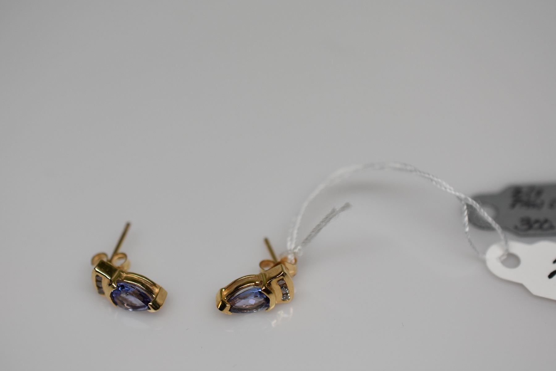 Tanzanite Diamond Stud Earrings Pear Shaped Tanzanite 5x7mm