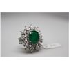 Image 2 : 6 ct Emerald Ring - Oval Emerald Doublet (13x11x6.3mm), 36 Marquise CZ (2.88 ct), 22 Round CZ (.44 c
