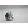 Image 8 : 6 ct Emerald Ring - Oval Emerald Doublet (13x11x6.3mm), 36 Marquise CZ (2.88 ct), 22 Round CZ (.44 c