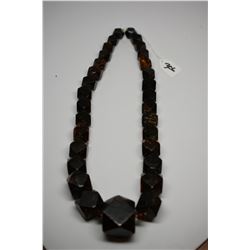 Vintage Amber Necklace - 31" Natural Amber, 14-Sided Polygon Beads 16-39mm