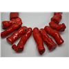 Image 2 : Red Branch Coral Necklace - 20" Deep Water Coral Chunks, Natural Shape, Enhanced Red Color