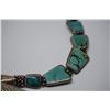 Image 8 : Chinese Silver & Turquoise Necklace - 18 Turquoise Stones, Intricate Repousse and Chased Bird