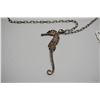 Image 1 : Vintage 30" Sterling Silver Link Chain w/ Sterling Seahorse 2 3/8", Marked Italy 925