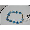 Image 2 : 14K "Evil Eye" Glass Bead Bracelet 3 1/2", Italian
