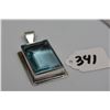 Image 2 : Blue Topaz Pendant - Sterling Silver, Off-Center Rectangular, Topaz 1 1/4" x 7/8"