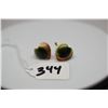 Image 1 : Vintage Heart-Shaped Cat's Eye Earrings, 5/8", Metal Alloy Backings
