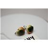 Image 8 : Vintage Heart-Shaped Cat's Eye Earrings, 5/8", Metal Alloy Backings