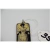 Image 2 : Costume Domino Pendant 2 1/2" - Wrapped Wire, Victorian Woman on Front, Faint Markings